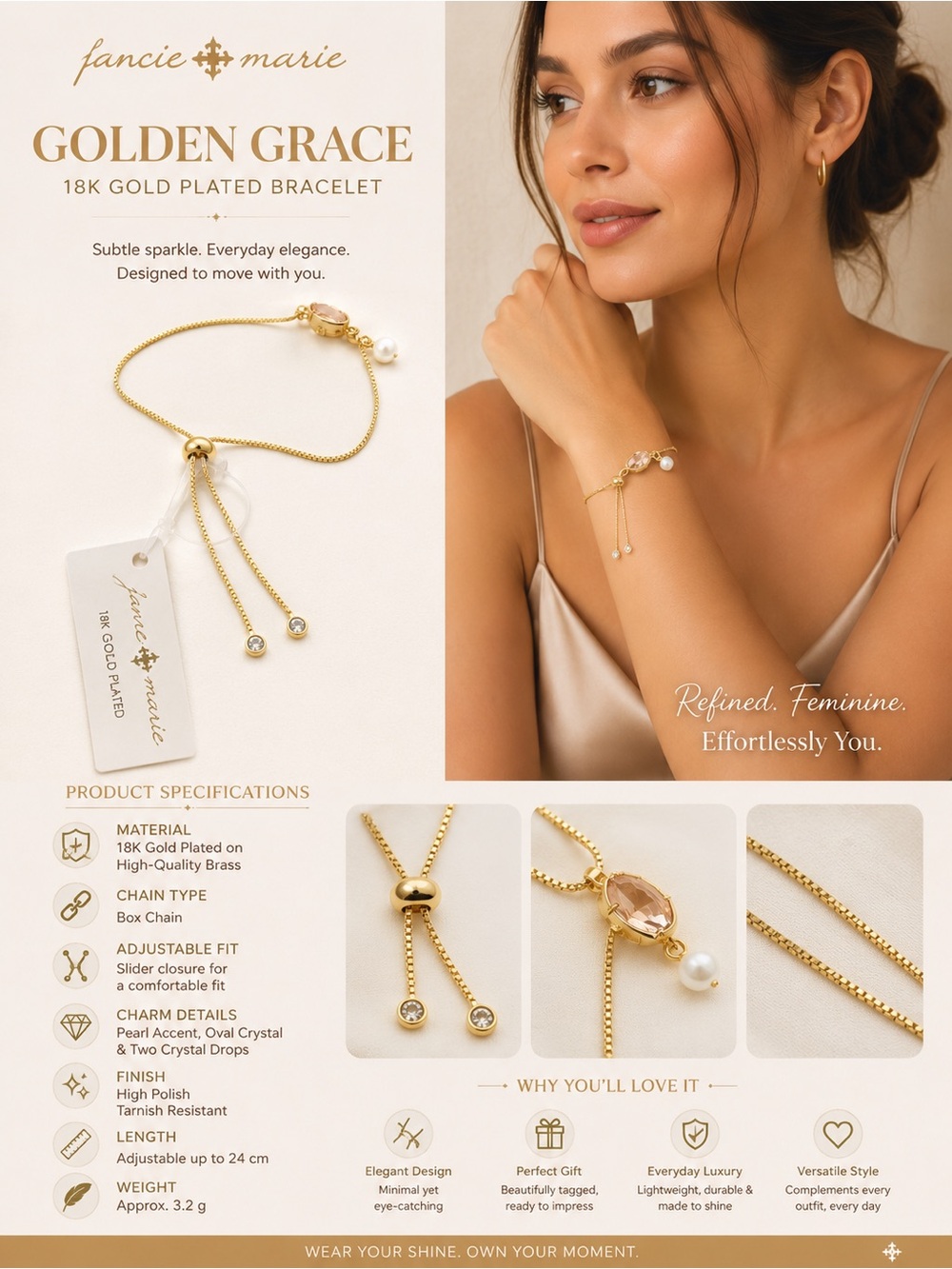 Golden Grace 18K Gold Plated Bracelet - Gold